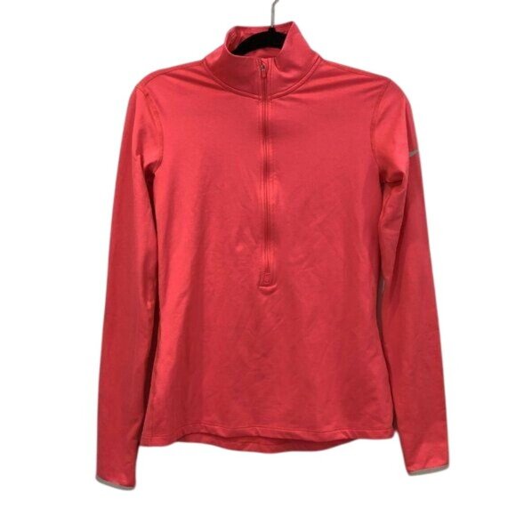 Nike Pro Dri-Fit Womens Coral Quarter Zip Long Sleeve Pullover Size M Sweater - Picture 4 of 7